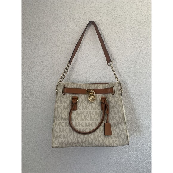 Michael Kors Hamilton Signature Large Vanilla Tote Bag Good Condition See Pics - Picture 1 of 16